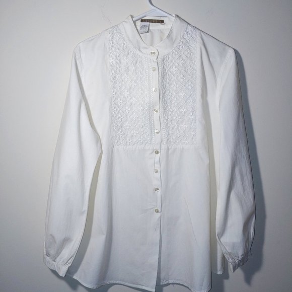 Isabella Bird Embroidered Button Down Long Sleeve Stand Color Shirt Size… - Picture 1 of 5